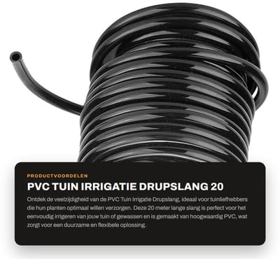 Dailygoods- Druppelslang 20 meter - PVC-kunststof - Tuinwaterirrigatie - Temperatuurbestendig - Zwart - Multifunctioneel - Tuinslang