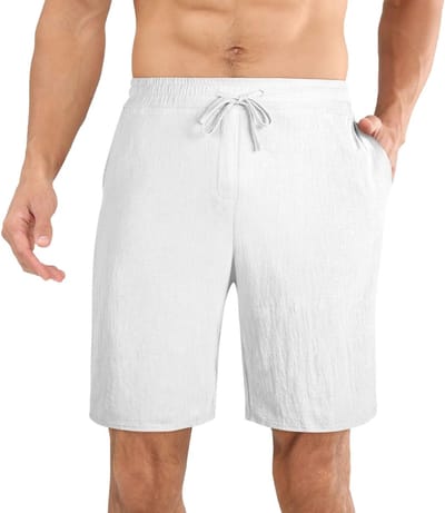 Lichte Katoenen Linnen Shorts voor Mannen met Elastische Taille en Pockets voor Sport, Joggen en Vrije Tijd
