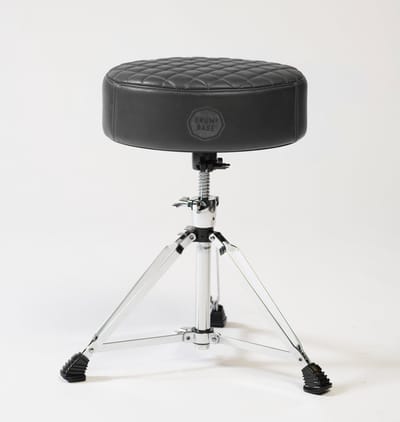 DRUMnBASE Full Grain Leather Drum Throne, Grey - Luxe drumkruk, full-grain leather, grijs