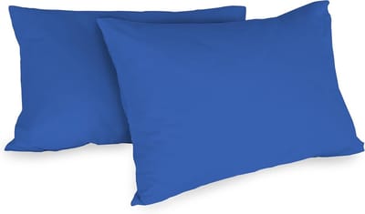 Famanu – Set van 2 kussenslopen van katoen - 52 x 80 cm - koningsblauw - 100% katoen - kussenovertrekken voor bed - hotelsluiting