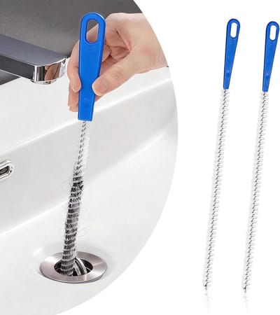 Afvoerborstel Set - Reinigingsborstels - Afvoer Ontstoppen - Flexibel RVS Staal - 2 x 60 cm - Zwart
