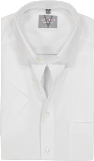 MARVELIS comfort fit overhemd - korte mouw - wit - Strijkvrij - Boordmaat: 39 (EU maat: M)