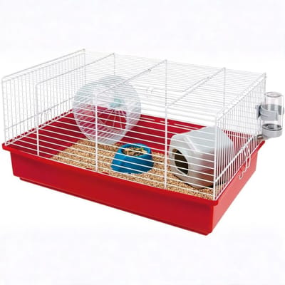 DnA® Hamsterkooi - Hamster Speelgoed - Hamster - Wit en Rood - ‎46cm x 30cm x 23cm