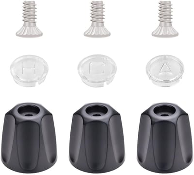 Dailygoods - 3 STKS Doucheknop Vervanging, Zwarte Douche Handvat, Douche Handvat Vervanging, 3 Knoppen Douche Bad Kraan Set Inclusief 1 Hot 1 Koud 1 Omstelling en 3 Schroeven, Kraan Onderdelen, Badkamer