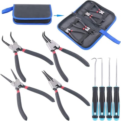 Set van 4 Circlip Pliers en Precisie Haakjes voor het Verwijderen van Ringen, Slangen en Pakking