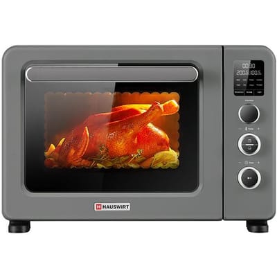 HAUSWIRT C40 slimme heteluchtoven met thermometer, oven met grote capaciteit van 35 l, bakrek met vier niveaus, led-display, grijs