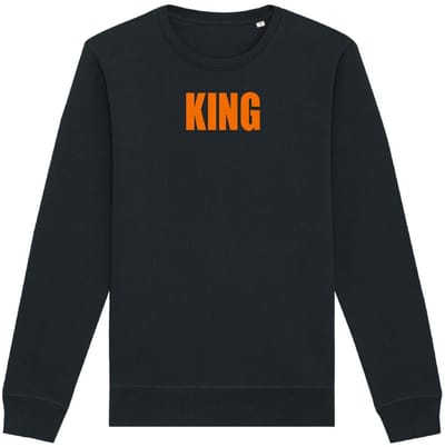 Sweater zwart S - King - soBAD. - Koningsdag - Unisex - Oranje - Voetbal - Nederland