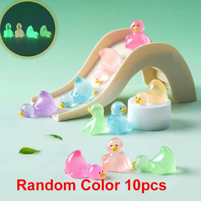 10 / 20 stuks Lichtgevende Mini Hars Eenden Gloeien in het Donker Ganzen Kleine Beeldjes Schattige Dieren Beeldjes Ideaal voor DO-IT-YOURSELF Sprookjes Tuin Micro Landschap beige