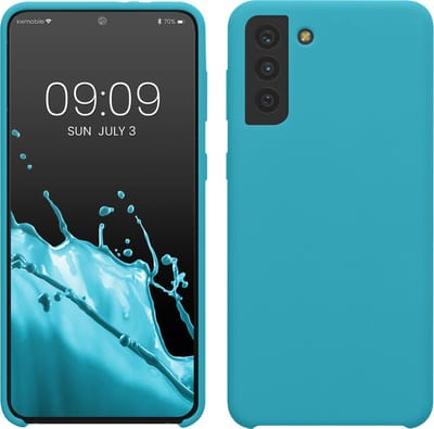 kwmobile telefoonhoesje geschikt voor Samsung Galaxy S21 Plus - Hoesje met siliconen coating - Smartphone case in ijsblauw