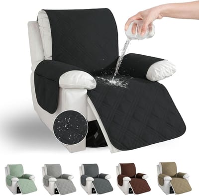 Zitkamerstoel Bescherming met Zakjes, Antislip Wasbare Stoelhoes voor Relaxfauteuil en TV-Stoel, Ideale Bescherming Tegen Huisdierhaar, Vlekken en Krassen (Zwart)