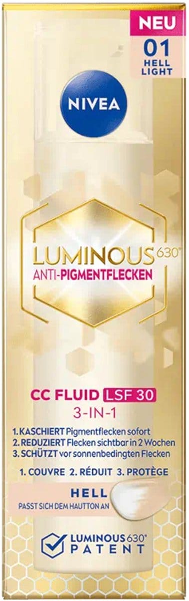 NIVEA - LUMINOUS630 - Anti-Pigment Vlekken - CC Fluid - Gezichtsverzorging Alle huidtypen - SPF 30 - 40 ml - 01 Light