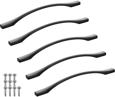 SOTECH 5 stuks aluminium meubelgrepen BLACKLINE XV BA 224 mm mat zwart (lengte 260 mm, breedte 13,5 mm, hoogte 28 mm) design kastdeurkruk