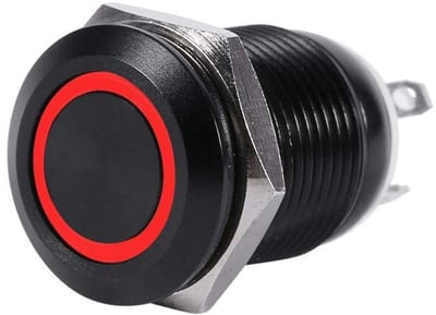 Jhubersproducts - Push Button Switch - Auto Schakelaar - Waterdicht - Rood - Met LED - 12mm - Geschikt voor Auto's - Metalen Schakelaar