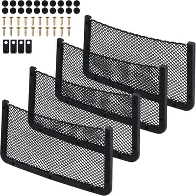 Famanu - Set van 4 auto-opbergnetten 42x21 cm, elastische bagagenetten – Zwart