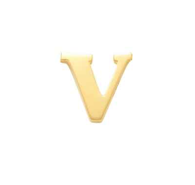 New Bling 9NBG-902V Gouden Letter Oorknop V - 1/2 paar - 14 Karaat - 3,6x3,5mm - Oorbel - Cadeau voor haar - Goud