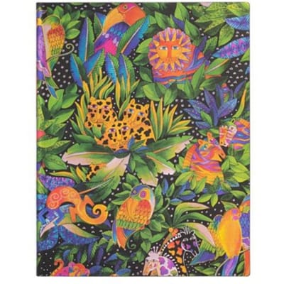 Paperblanks flexis cahier, formaat 18 x 23 cm., uitvoering laurel burch collection - jungle songs