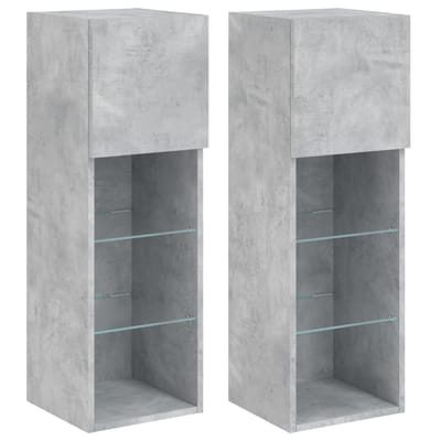 vidaXL Tv-meubel met LED-verlichting 2 st 30,5x30x90 cm betongrijs