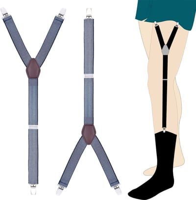 Fako Fashion - Overhemd Bretels Set - Elastische Shirt Stays Garters - Y-stijl - Blauw Wave