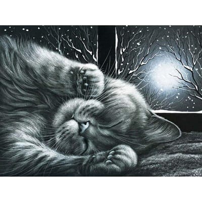 Volledige ronde boor diamant borduurwerk kitten 5D DIY diamant schilderij kruissteek strass 20X30CM gray
