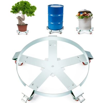 VEVOR Drum Roller 250L Transportrol Koolstofstalen rolbord Binnendiameter Ø607mm Drumwagen met 5 universele wielen (2 met remmen) Transportwagen voor het vervoeren van vaten tot 567 kg