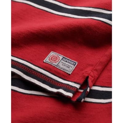 Superdry Rugby Polo Vintage Streep Rood - Maat L - Heren - Longsleeve polo