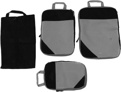Reis Tassen - Organisatie Sets - Bagage Inpakken - Dubbele Compressie - 4 Stuks - Zwart