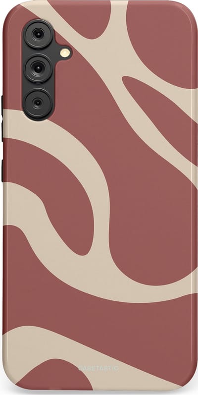 Casetastic Hoesje Geschikt voor Samsung A34 (5G) - Stijlvolle Beschermende Duo-layer Case - Terracotta Mediterranee Golven