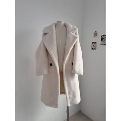 Manteau Manteau Fourrure Silhouette Alpaga Hiver Long Classique Silhouette Manteau pour Femme One size gray