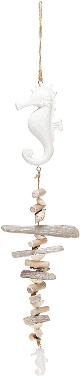 Maritieme Decoratie Garland Drijfhout Schelpen Zeepaardje Wit 55cm