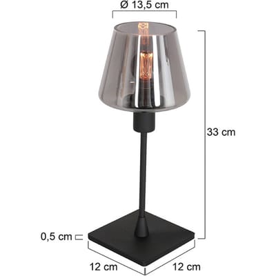 Tafellamp Steinhauer Ancilla 3102ZW Zwart van glas en metaal met E14 fitting en touch on/off functie voor binnen gebruik
