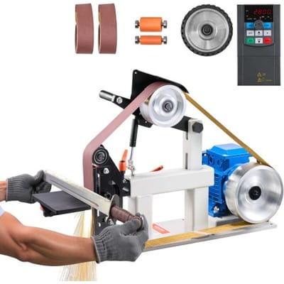 VEVOR Bandschuurmachine 1500 W Band- en schijfschuurmachine 5,08 x 208,28 cm Bandmaat Bandschuurmachine 1-fase in 3-fasenschuurmachine 427 x 30,5 cm Rubberen schijf Bandschijfschuurmachine