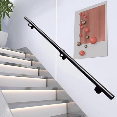 Trapleuning Metaal - Muursteun Trap - Veilig Lopen - Smeedijzer Stevig - 30cm - Zwart