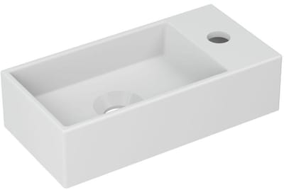 INK - Fontein Porselein Rechts met Kraangat - 360x180x90 mm - Mat Wit