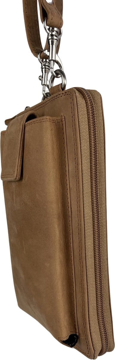 Telefoontasje – Portemonnee – Taupe – Crossbody Tas Dames - Portemonnee Heren - Leer