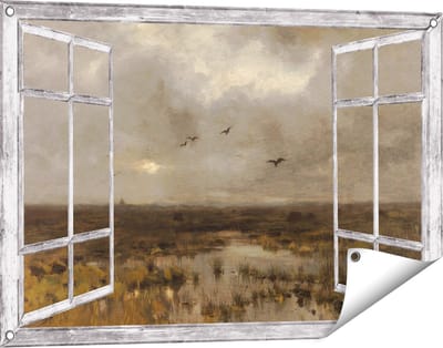 Gards Tuinposter Doorkijk Het Moeras - Anton Mauve - 90x60 cm - Tuindoek - Tuindecoratie - Wanddecoratie buiten - Tuinschilderij