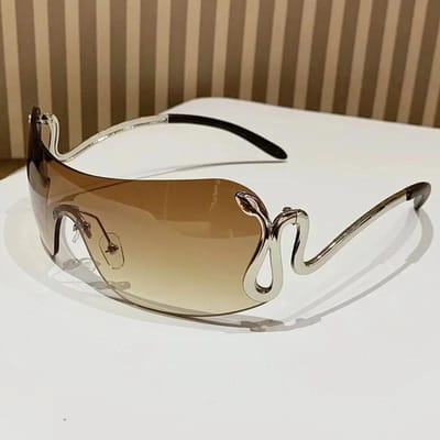 Nouvelles Lunettes de Soleil Unisexe Mode Y2K Design Sans Monture Motif Serpent Populaire Cross-Border Femmes Hommes Accessoires Tendance