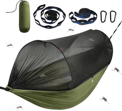 Kampeerhangmat Tent - Dubbele Schommel - Buiten Ontspannen - Geïntegreerd Vliegnet - 270x140cm - N.v.t.