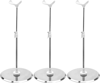 Poppen Display Stand - Poppenhouder Ondersteuning - Poppen Presenteren - Verstelbare Hoogte - 15.5 cm Voet - Wit