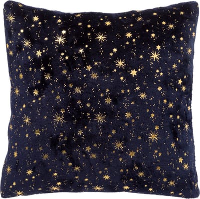 Feeric Christmas - bank/sier kussen - sterrenhemel blauw/goud - 40 cm