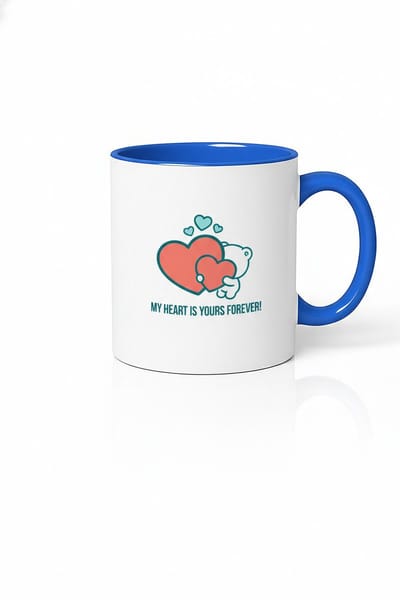 Romantische Liefdes Mok "My Heart is Yours Forever!" met Beer & Harten | Wit Blauw Cadeau