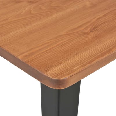 vidaXL - Bartafel - 60x60x108 - cm - massief - grenenhout - staal - zwart