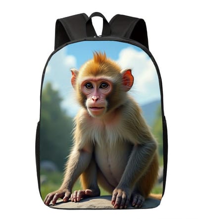 Aap Rugzak | Apenpatroon Rugtas | Schattige Aap Rugzak | Apen Rugzak | Gave Rugzak | Dieren Rugzak | Rugzak Meisjes | Rugzak Jongens | Mooie rugzakken met Aap | 15 - 20 liter | Kinder Rugzak
