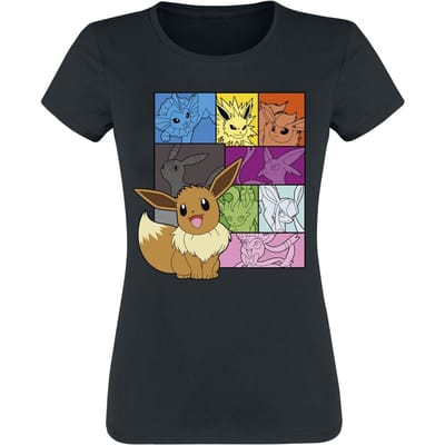Pokémon - Gaming T-shirt - Eevee - Eeveelutions - S tot XXL - voor Vrouwen - zwart