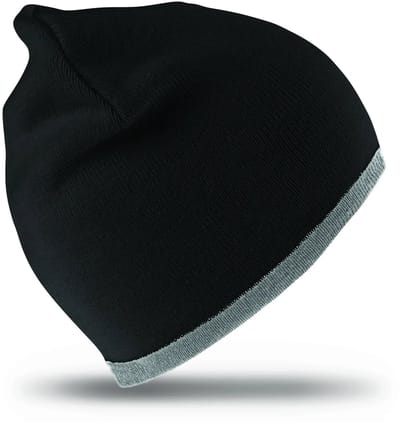 Result Soft Feel Cuffless Reversible Beanie RC46 - BLACK/GREY - One size
