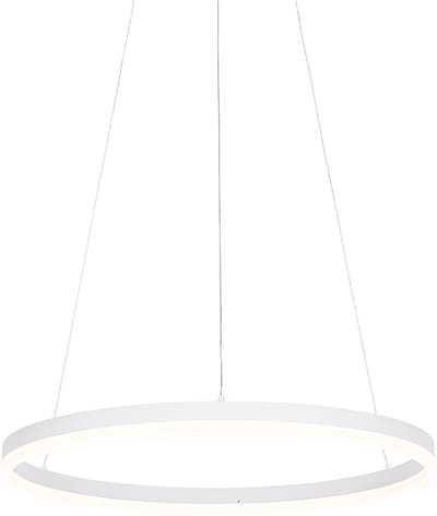 QAZQA anello - Moderne Dimbare LED Hanglamp met Dimmer - 1 lichts - Ø 60 cm - Wit - Woonkamer | Slaapkamer | Keuken