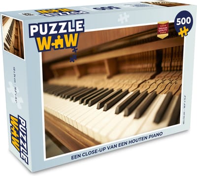 Puzzel Een close-up van een houten piano - Legpuzzel - Puzzel 500 stukjes