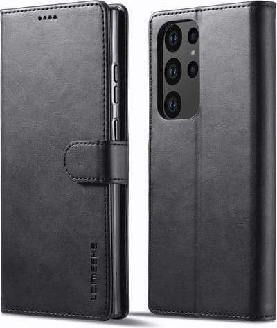 LC.IMEEKE Hoesje - Geschikt voor Samsung Galaxy S23 Ultra Hoesje - LC.IMEEKE Luxe Book Case - Zwart