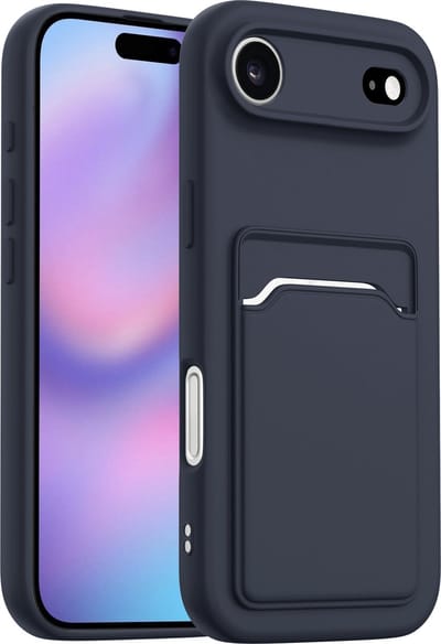 ShieldCase back cover hoesje met pasjeshouder geschikt voor iPhone Air (donkerblauw) – sterke case met kaarthouder, premium bescherming en slank design