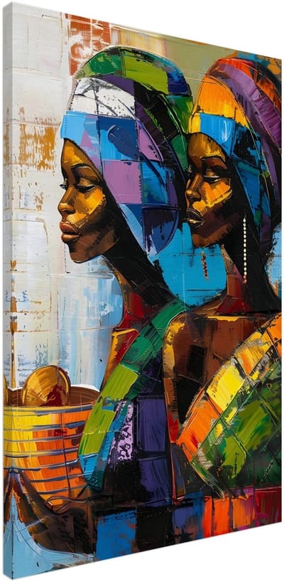 Canvas Schilderij - Colourful sisters 60x90 cm - Abstract Wanddecoratie Woonkamer & Slaapkamer