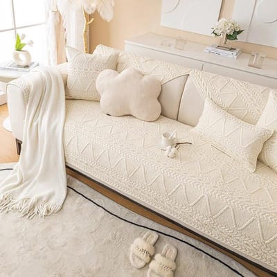 Gewassen Katoenen Bankkussen Modern Zitkussen Antislip Jacquard Bankhoes Homestay Vier Seizoenen Universele Hoes Doek Handdoek 45x45cm pillowcase beige